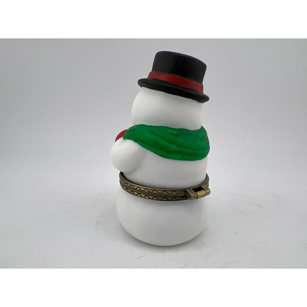 Hinged‎ Snowman Trinket Box Small Decoration Deco Gift Vintage